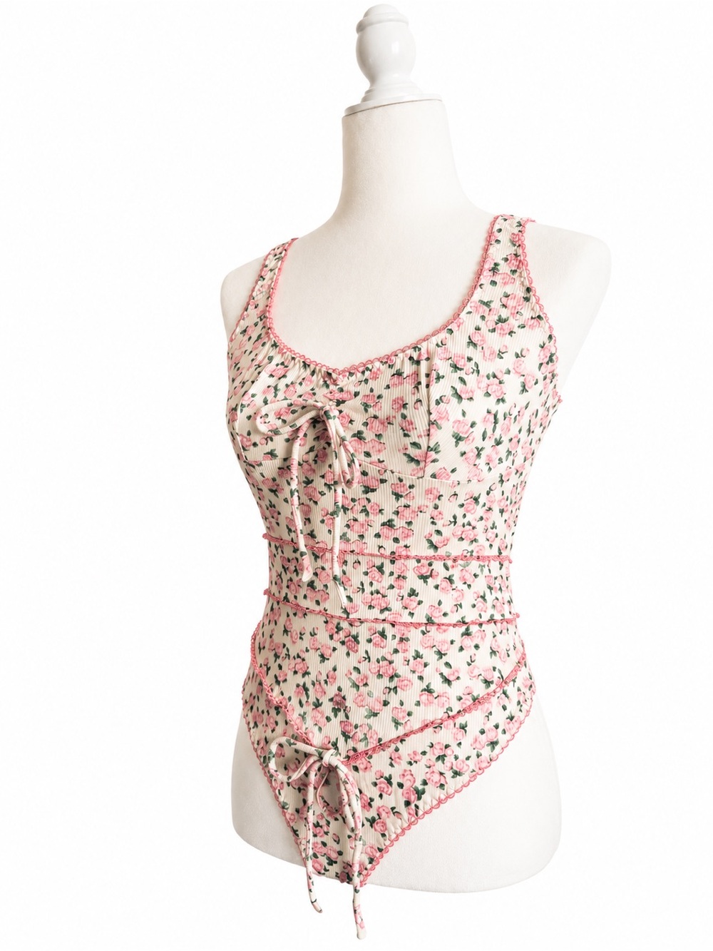 NWT Missguided Floral Ribbed Bodysuit- S - Picture 3 of 5